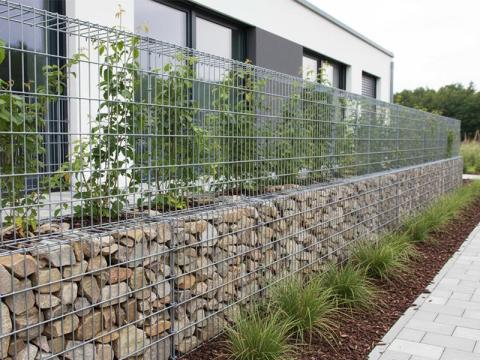 gabion kosarakból készült élő sövény